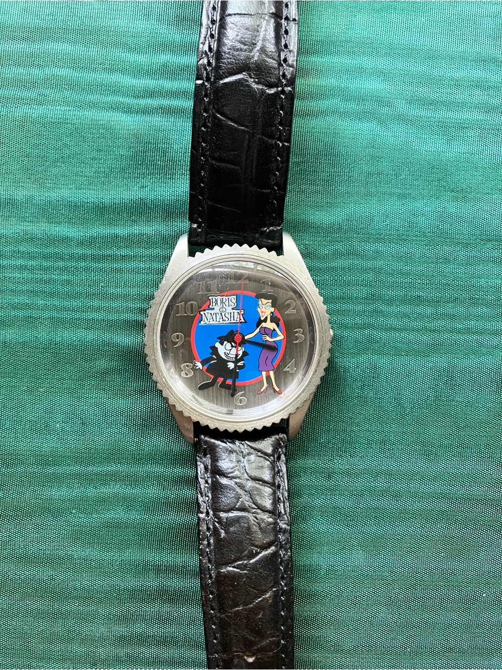 Bullwinkle Boris and Natasha Fossil Watch Silver-Tone Vintage Watch